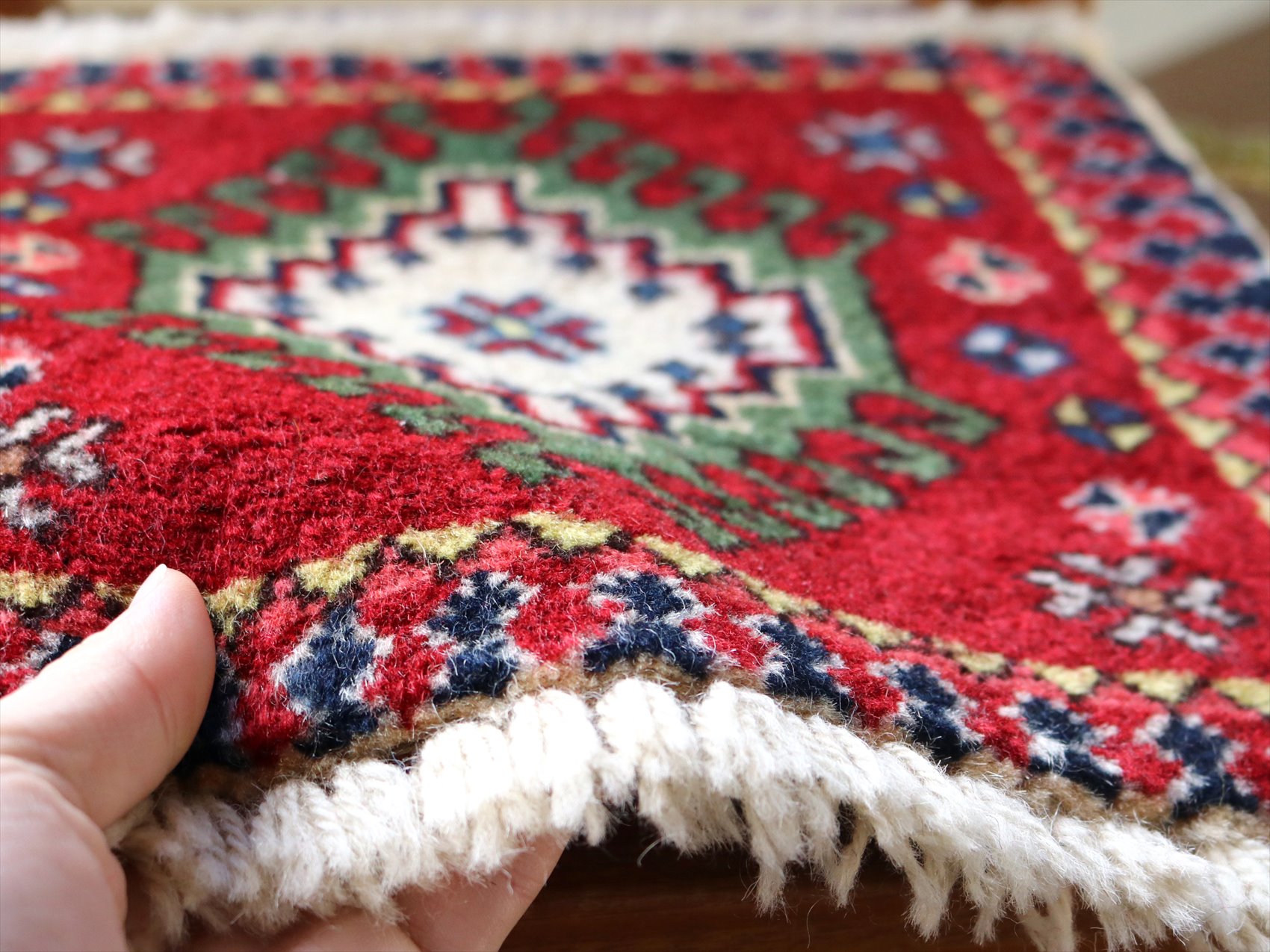 トライバル ラグ 玄関マット ミニ ラグ 手織り絨毯 - カーペット