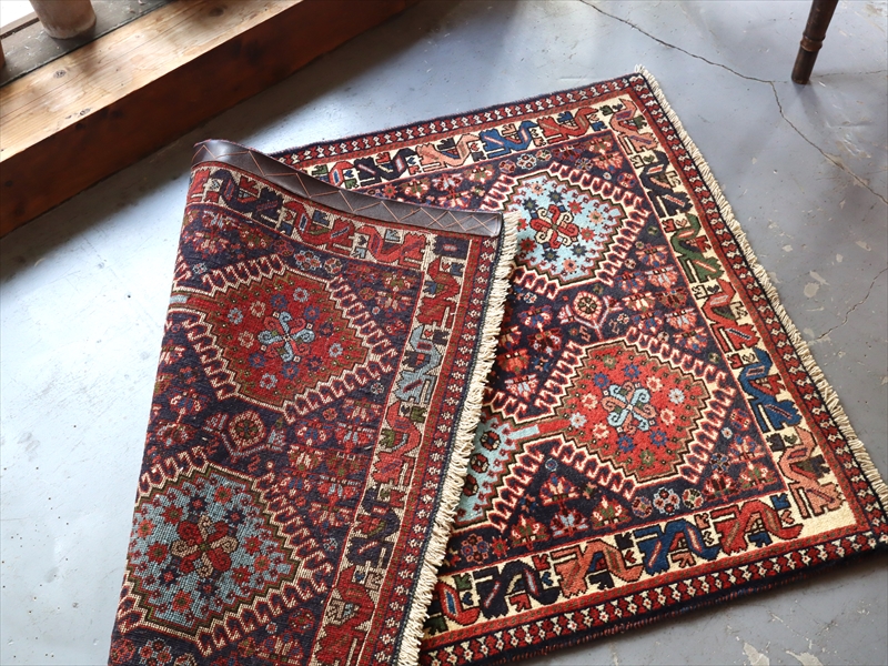 ペルシャ絨毯 123x81cm  ヤラメ  高品質 手織りトライバル ラグ 玄関
