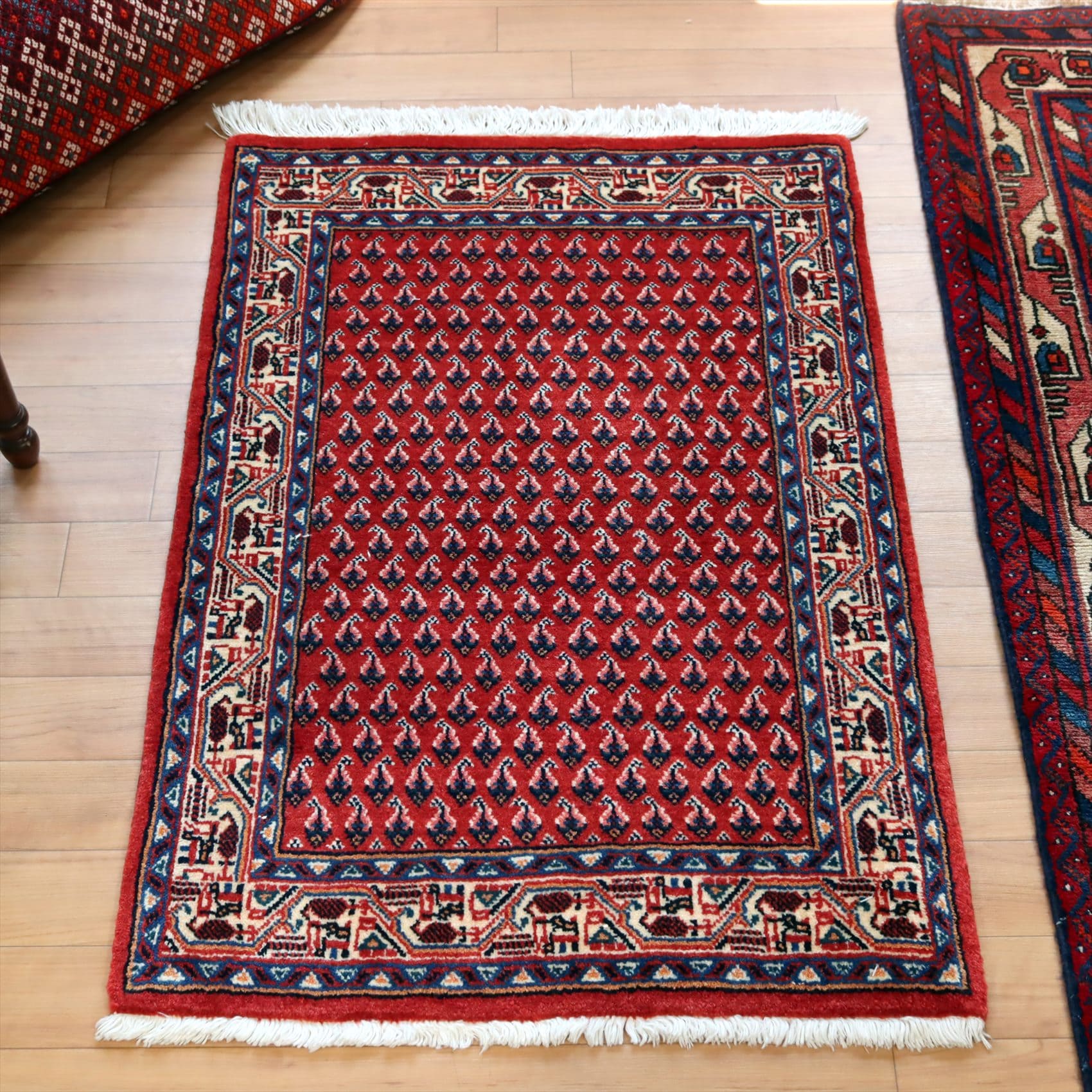 ペルシャ段通 ギャッベ イラン製 絨毯 キリム 手織りウール 正方形 
