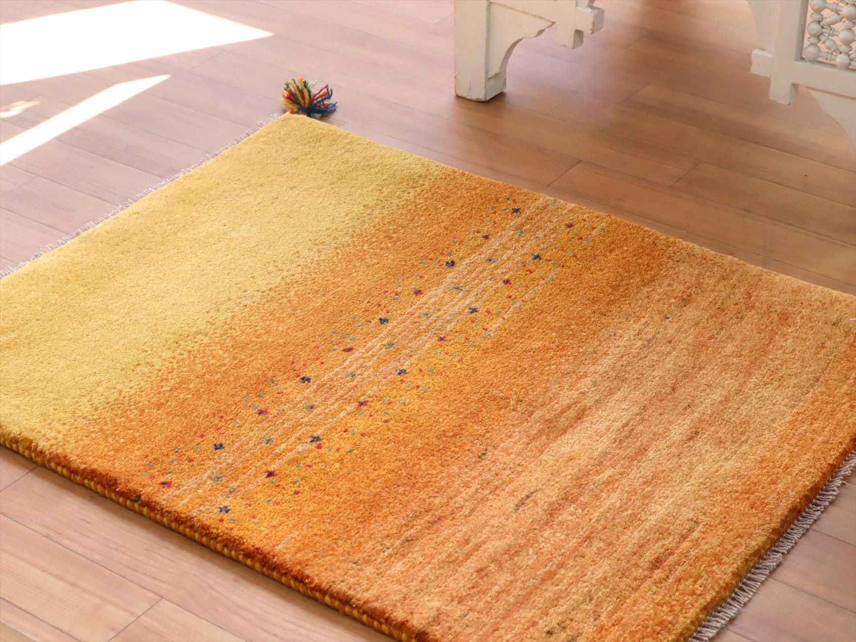 暖色系 ギャッベ バナフシェ 266x42cm オレンジ イエロー