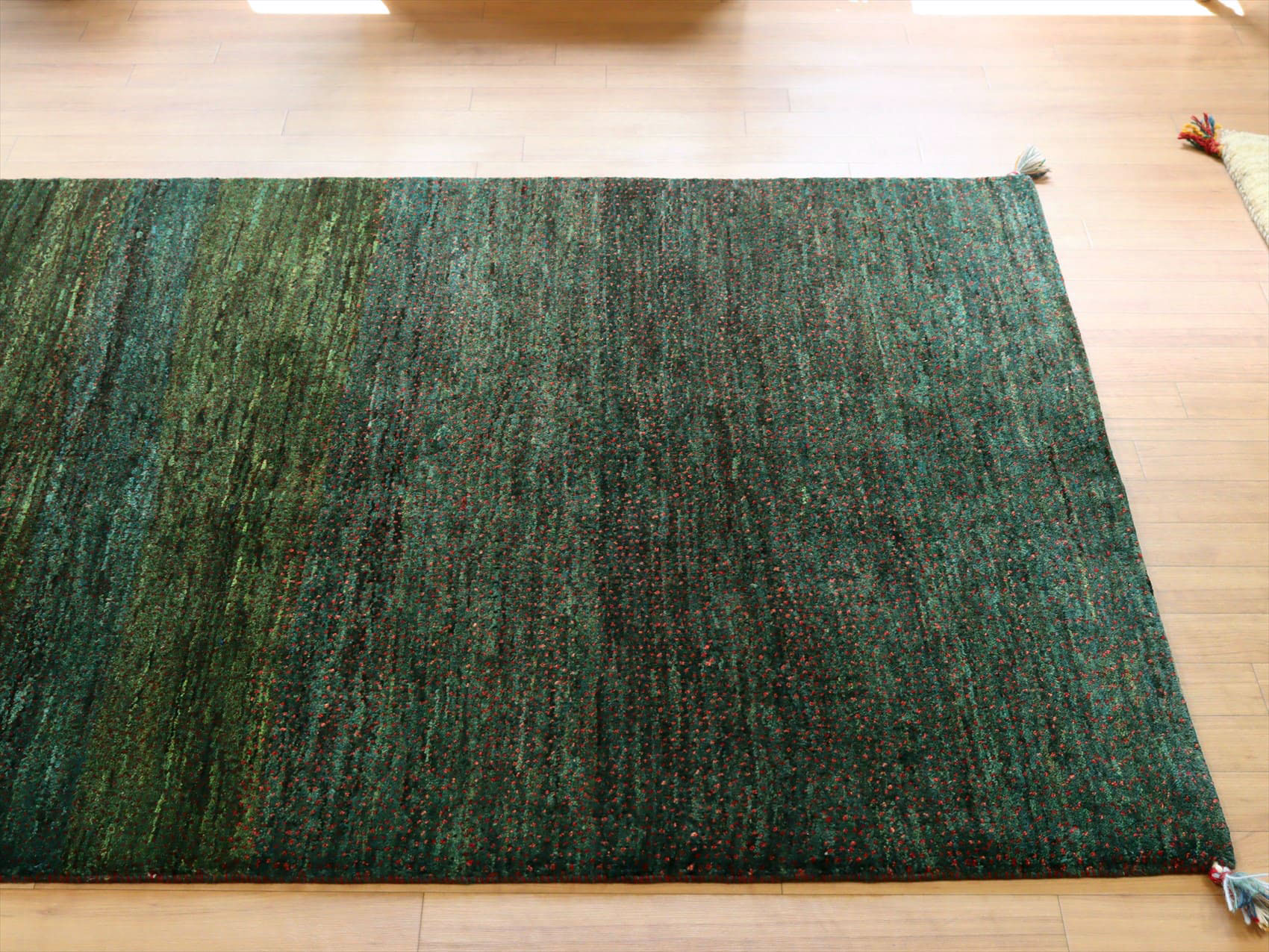 ギャッベ イランの手織りラグ186×125cm ダークグリーン